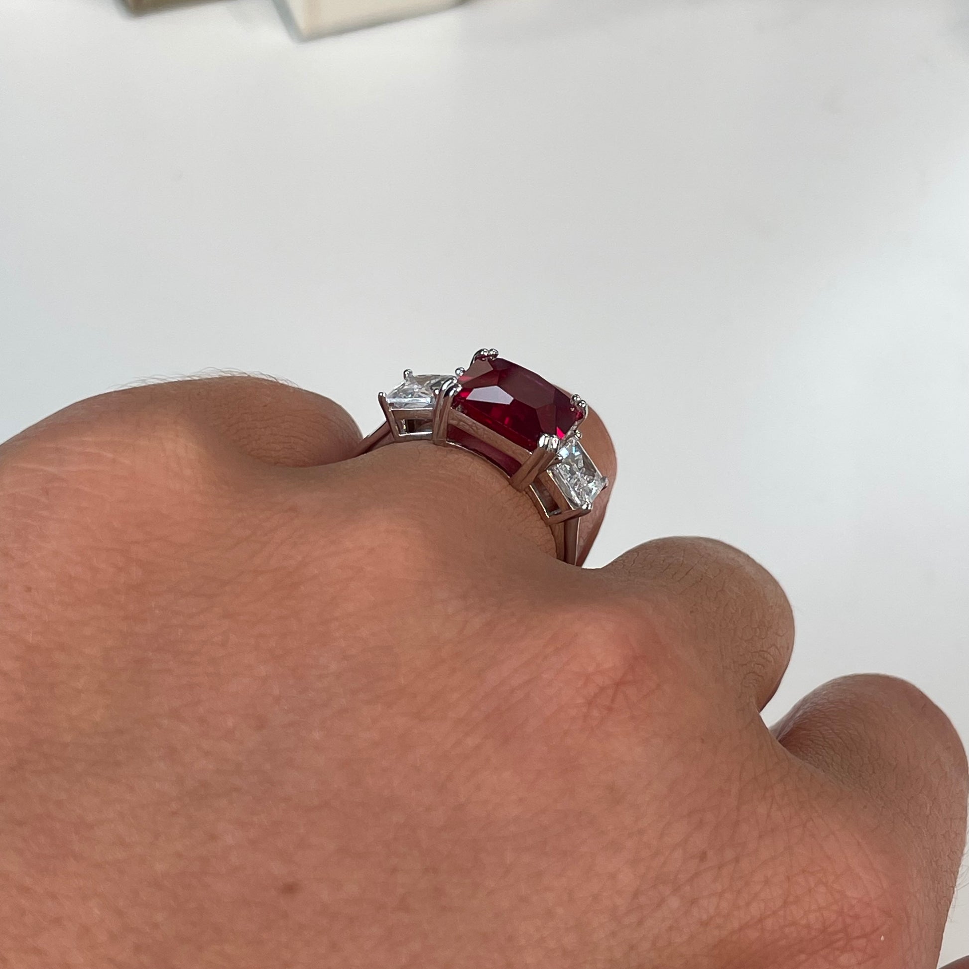 Silver Ruby Red Trilogy Cocktail Ring - John Ross Jewellers