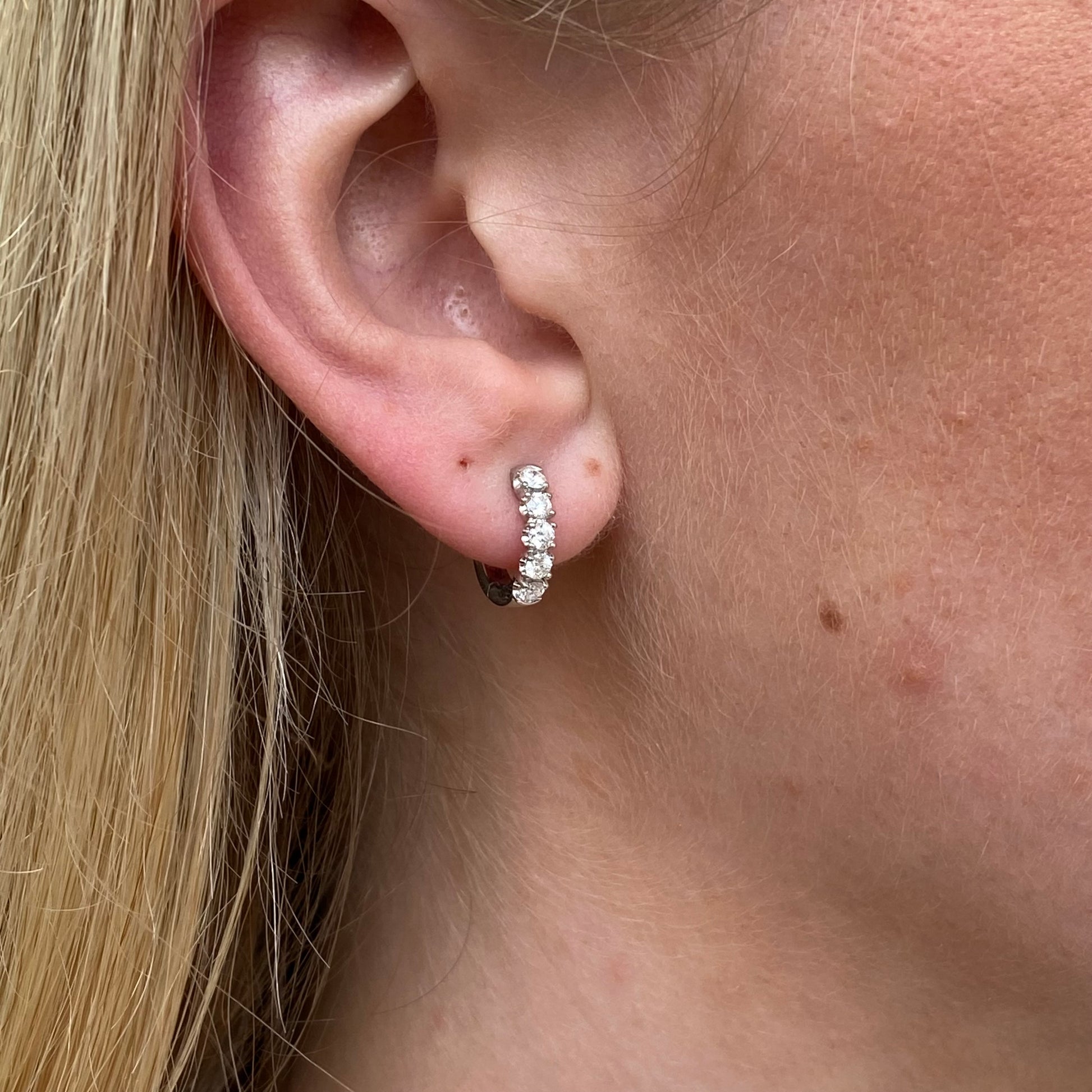 18ct White Gold Diamond Hoop Earrings - 0.48ct - John Ross Jewellers