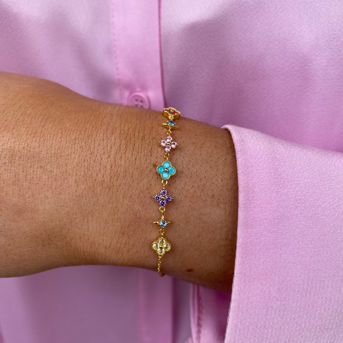 Sunshine Multi-Coloured Quatrefoil Bracelet - John Ross Jewellers