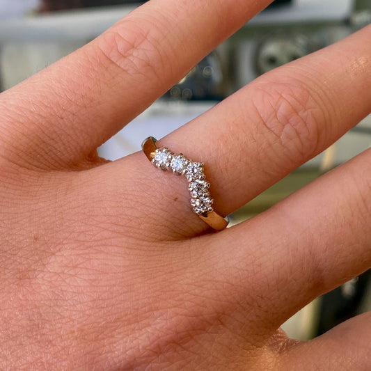 9ct Gold CZ Wishbone Eternity Ring - John Ross Jewellers