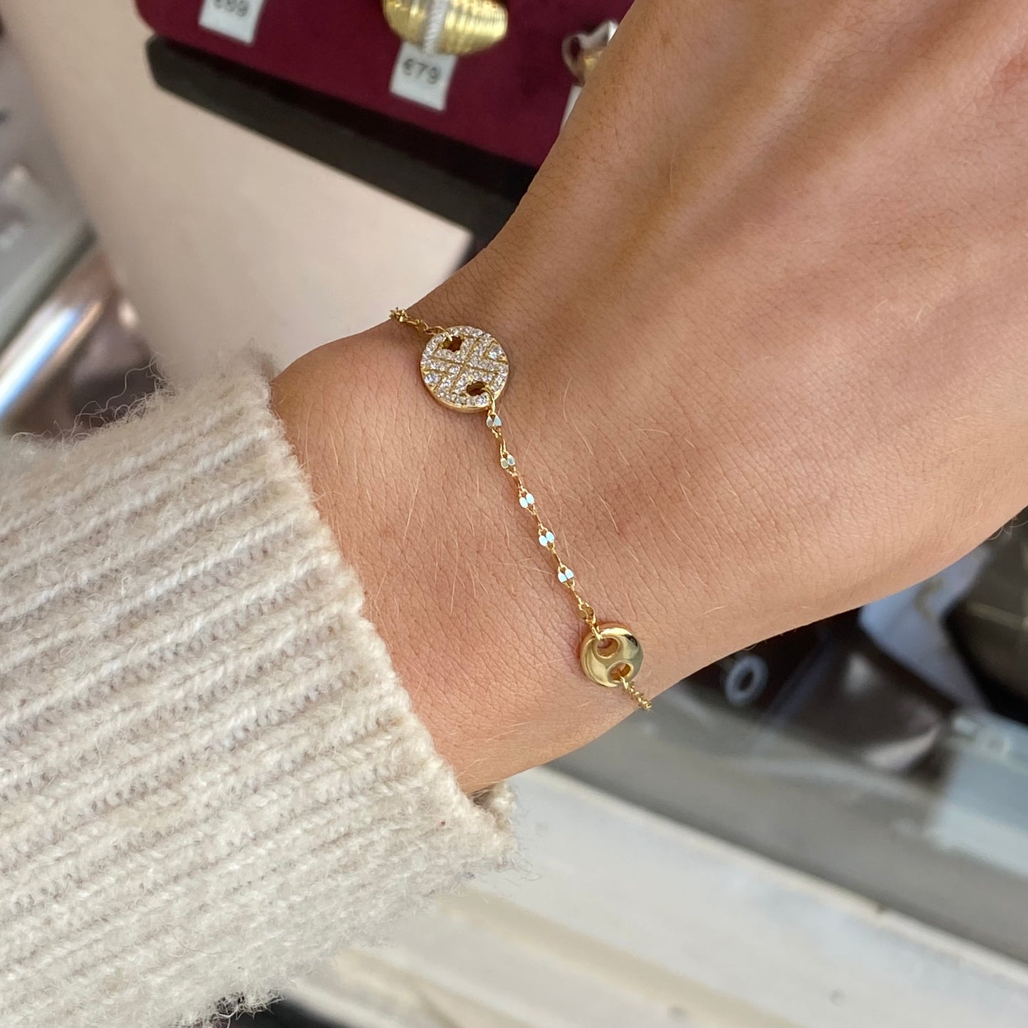 Sunshine CZ Studded Link Bracelet | 16+3cm - John Ross Jewellers