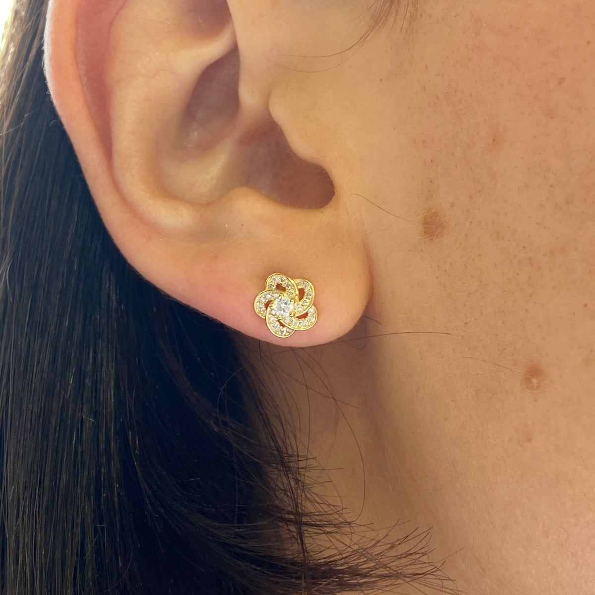 Sunshine CZ Flower Stud Earrings