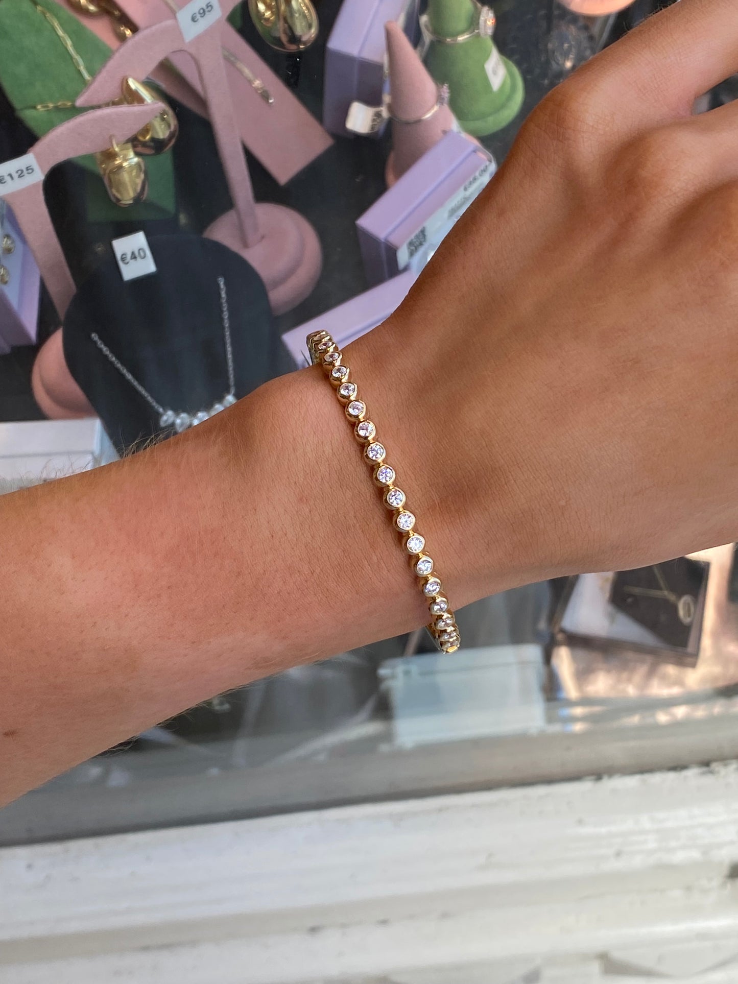 Sunshine Bezel Set CZ Bangle - John Ross Jewellers