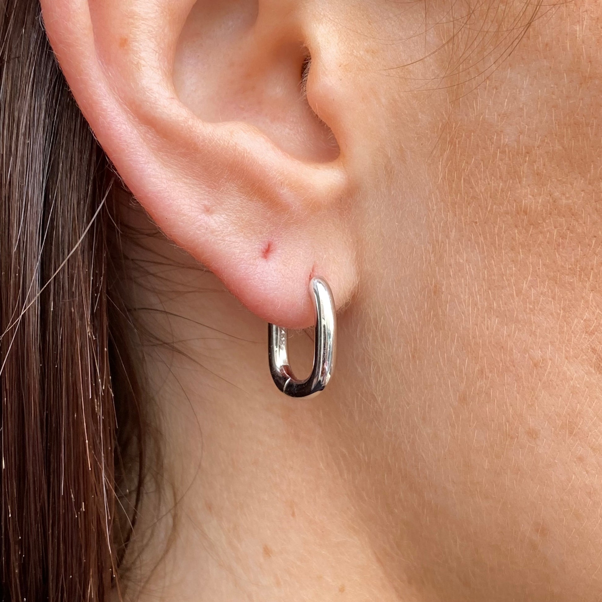 Silver Minimal Huggie Hoop Earrings | 14x12mm - John Ross Jewellers