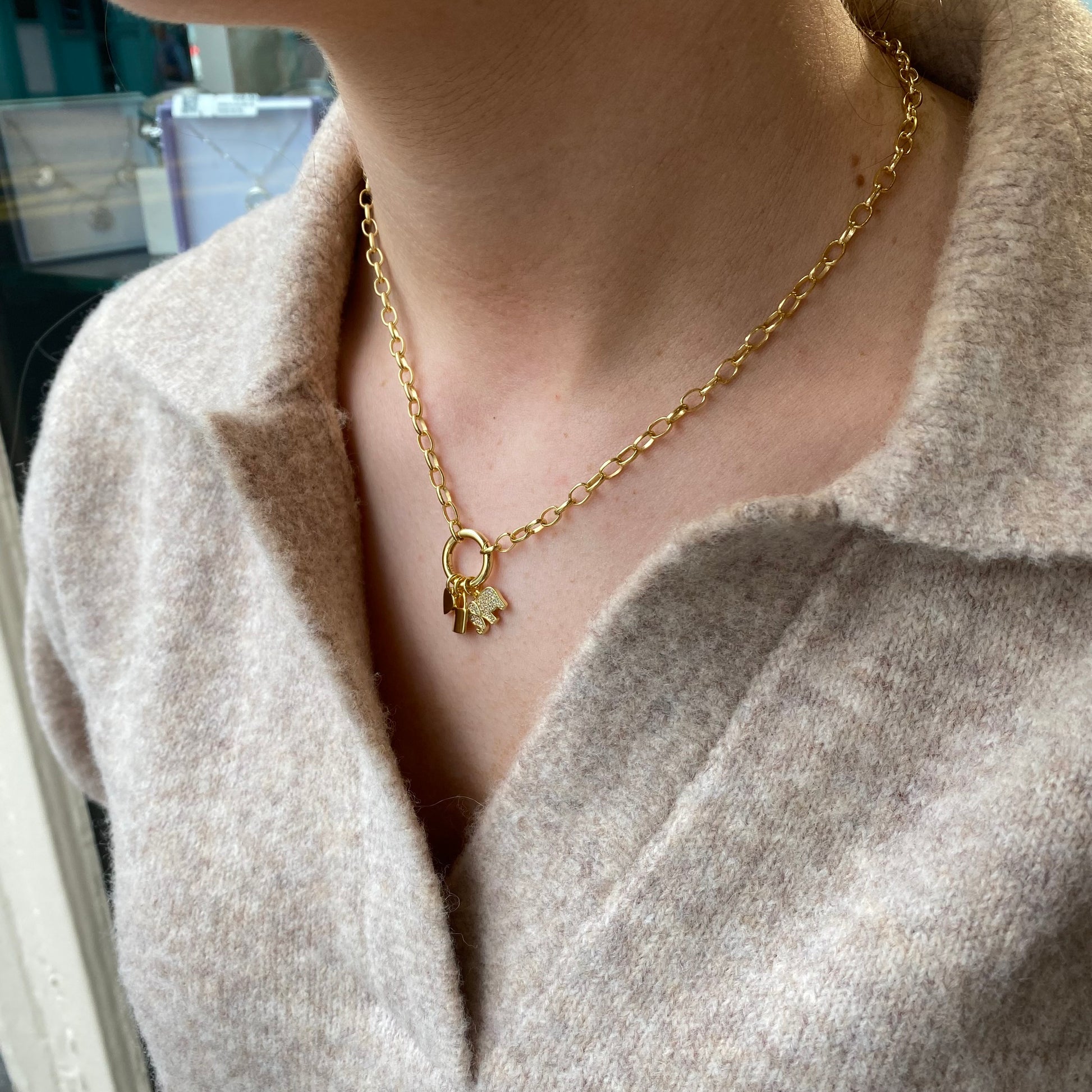 Sunshine Charming Necklace | 42+2cm | Elephant, Heart & Padlock - John Ross Jewellers