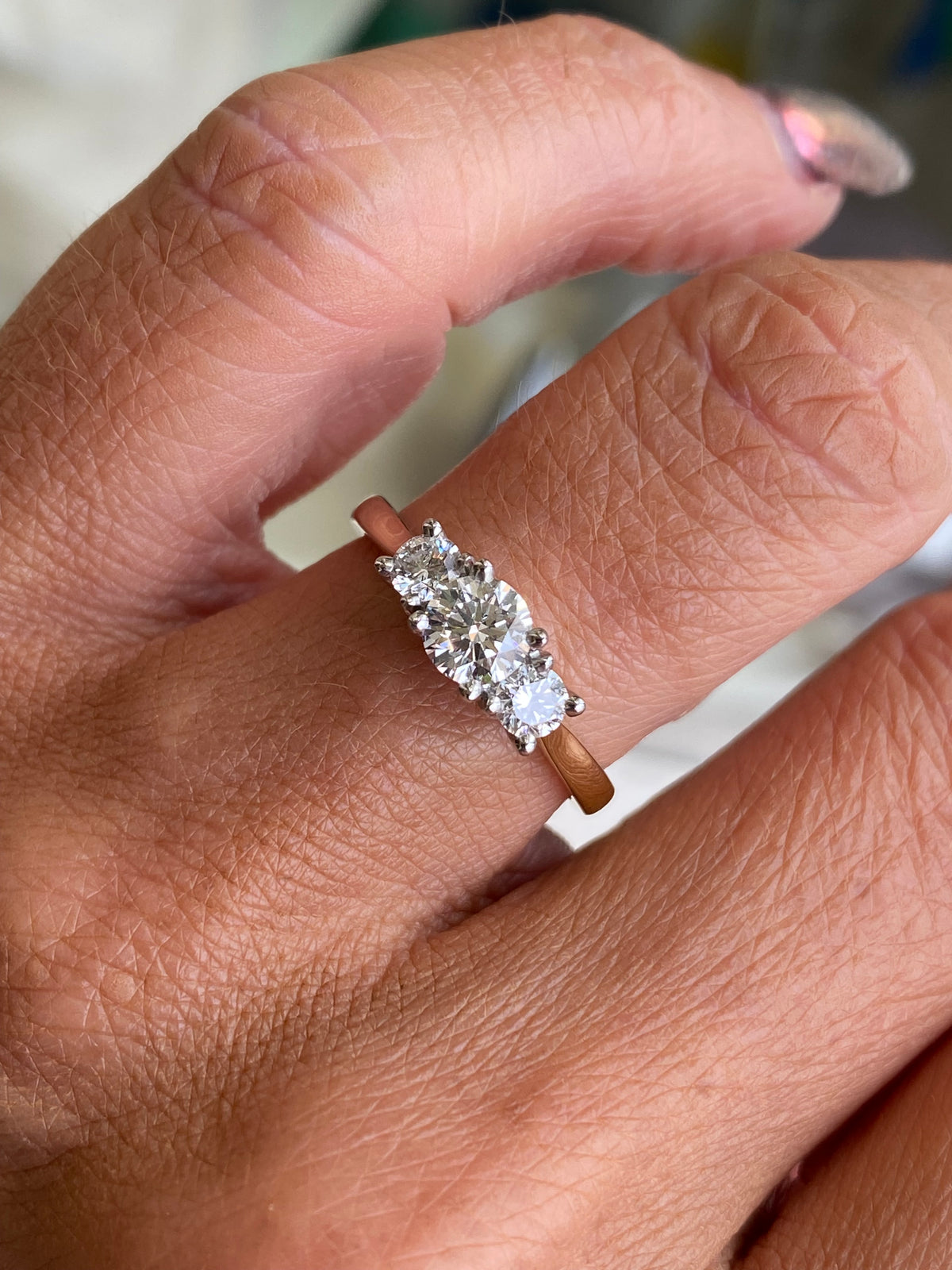 18ct Gold Trilogy Engagement Ring | Certificated Lab 0.83ct