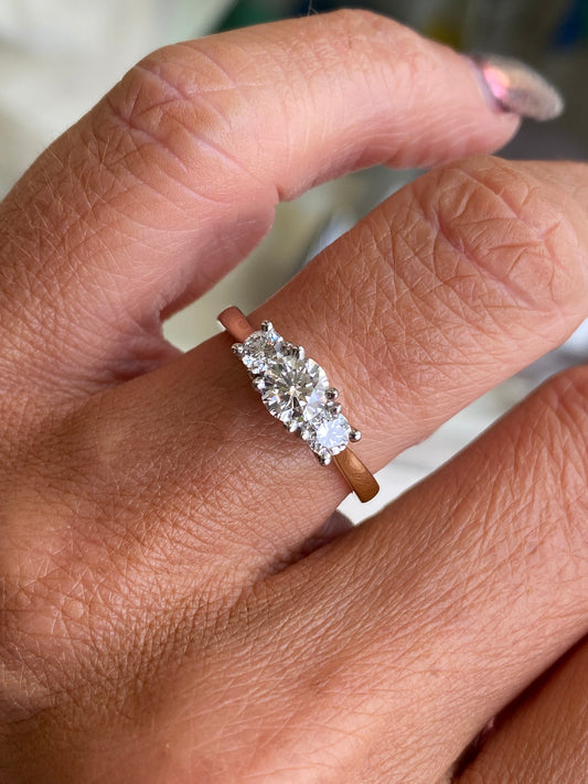 18ct Gold Trilogy Engagement Ring | Certificated Lab 0.83ct