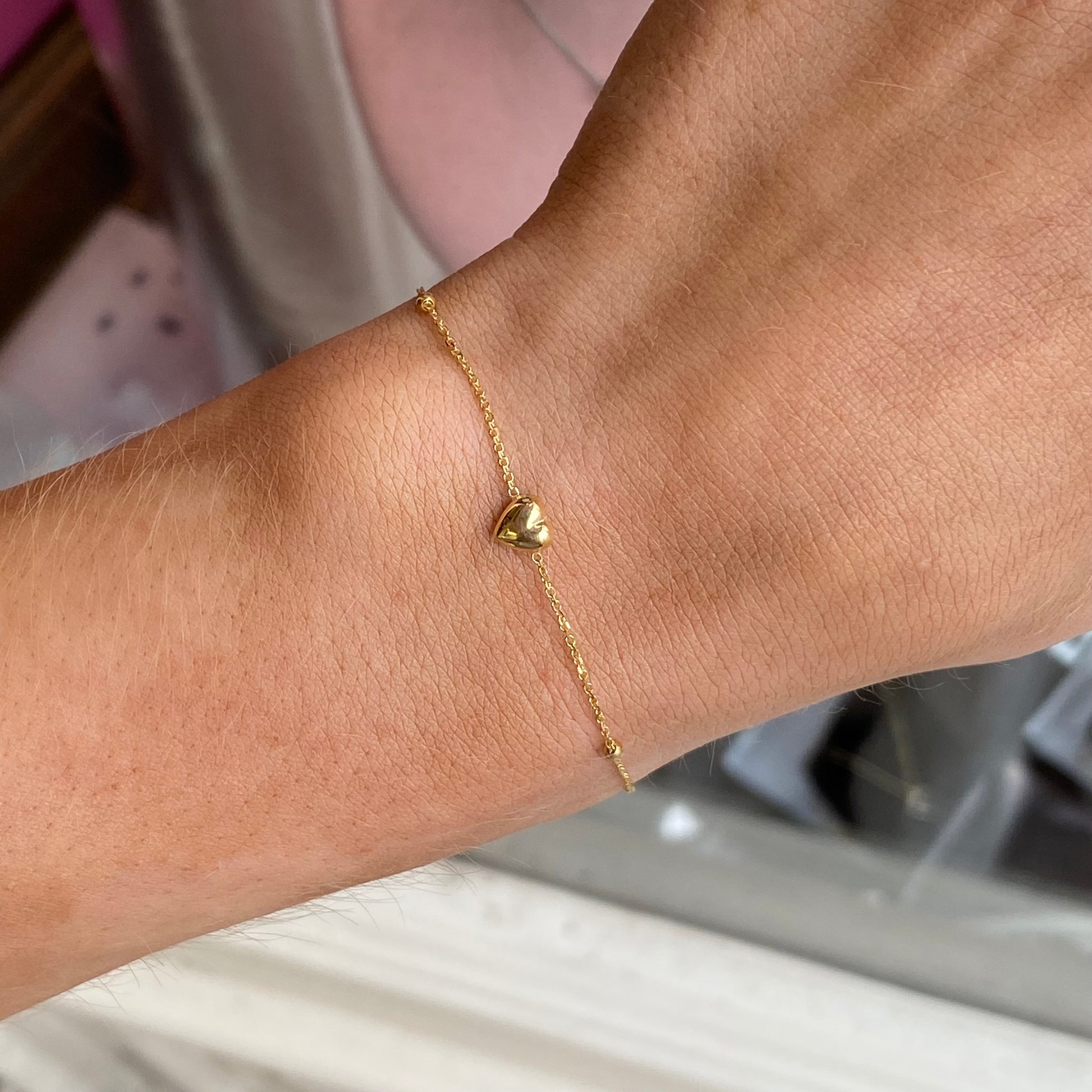 9ct Gold Puffed Heart Bracelet - John Ross Jewellers