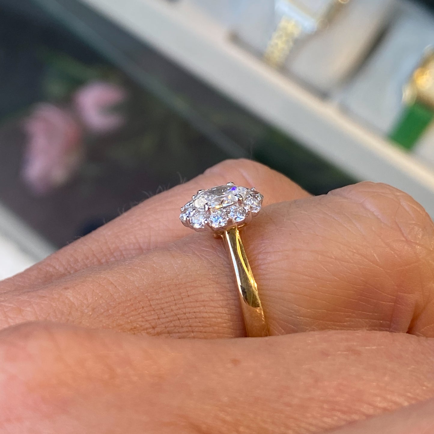 18ct Gold Oval Halo Diamond Engagement Ring | 0.90ct - John Ross Jewellers