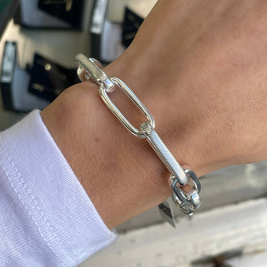 Silver Chunky Paper Link Bracelet | 20.5cm