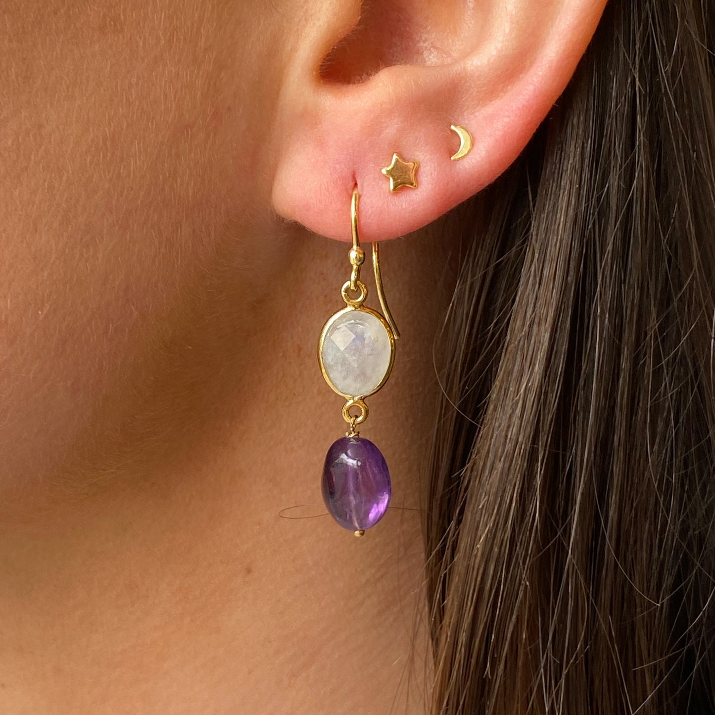 Luberon Amethyst & Quartz Hook Drop Earrings - John Ross Jewellers