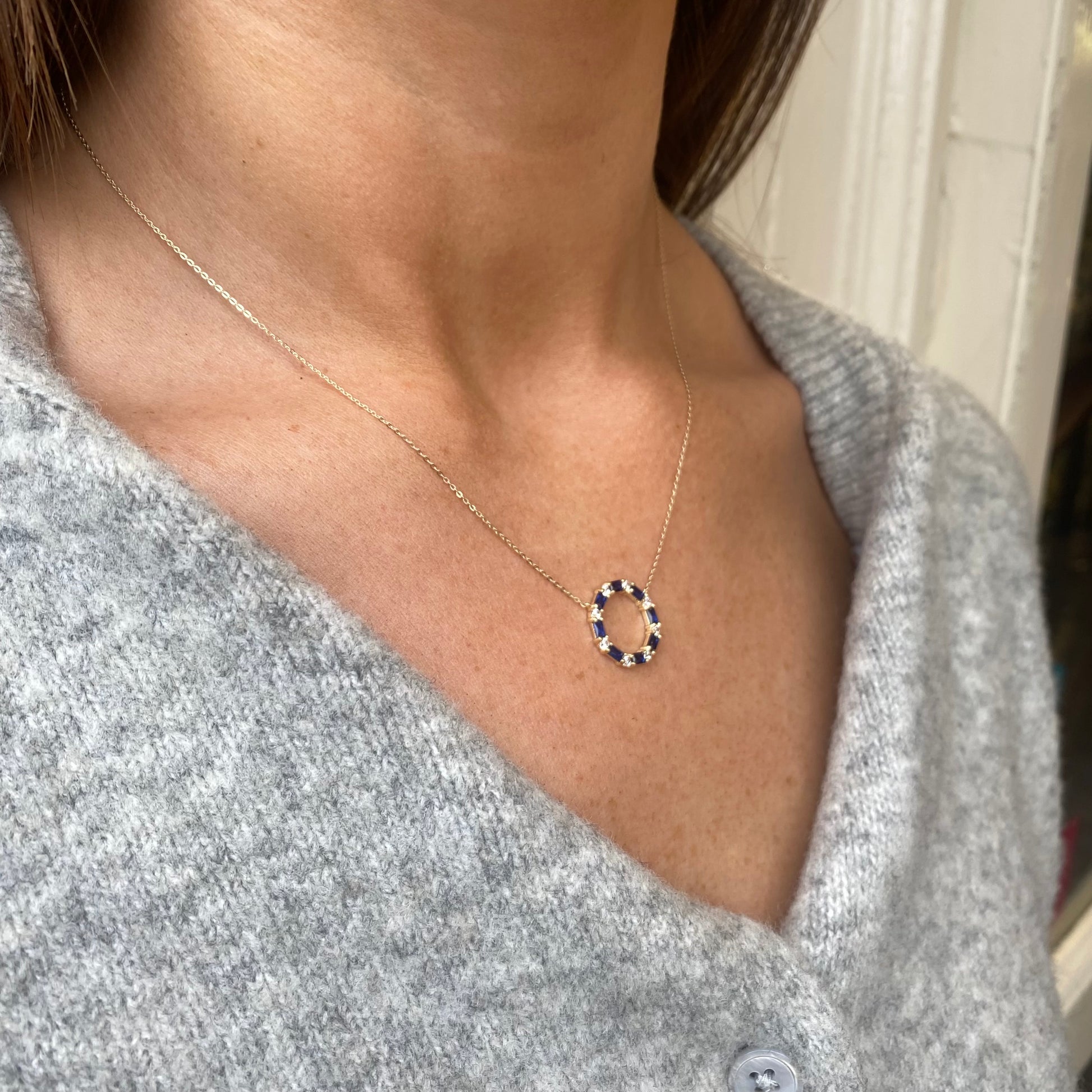 9ct Gold Sapphire CZ Eternity Necklace - John Ross Jewellers