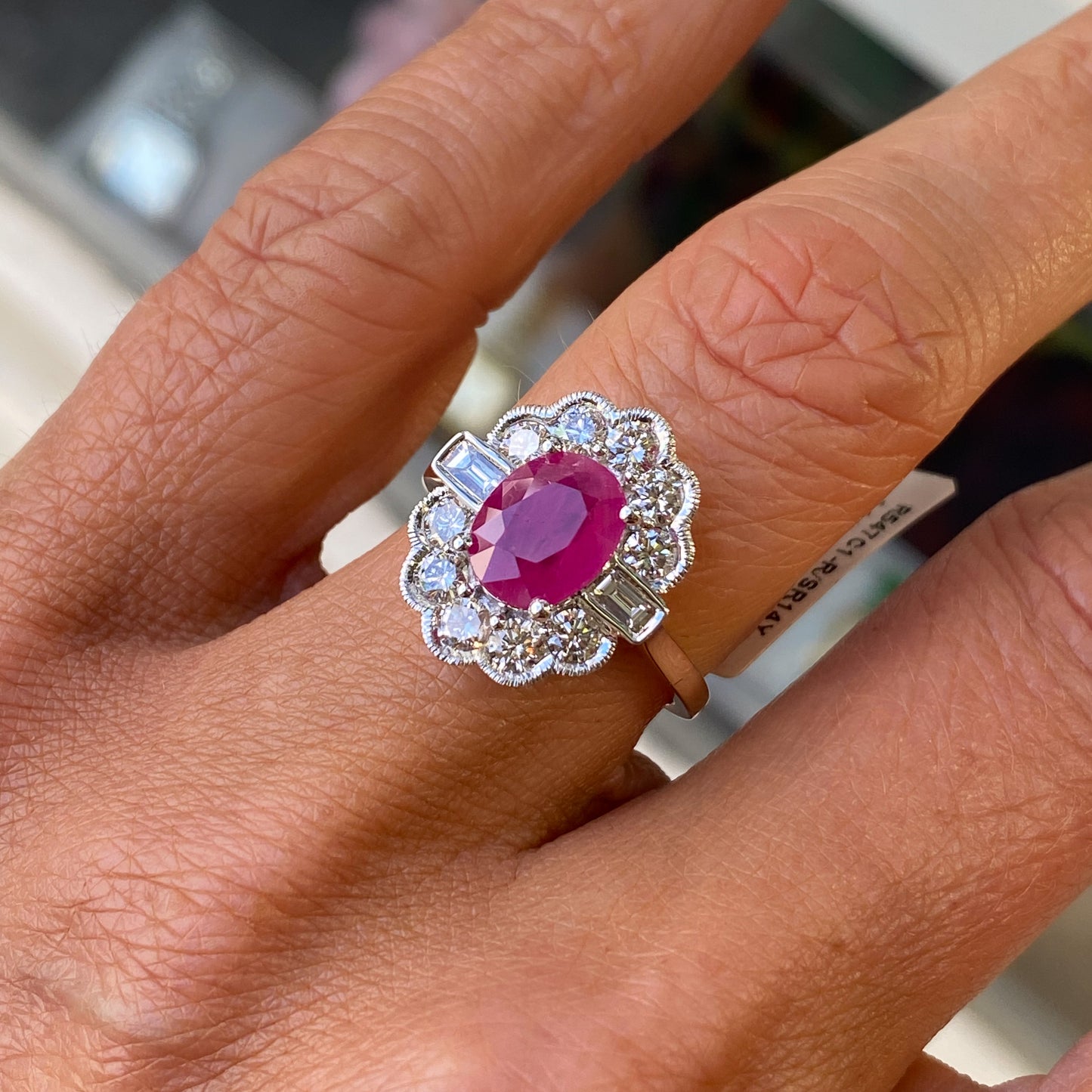 14ct Gold Ruby & Diamond Cluster Ring