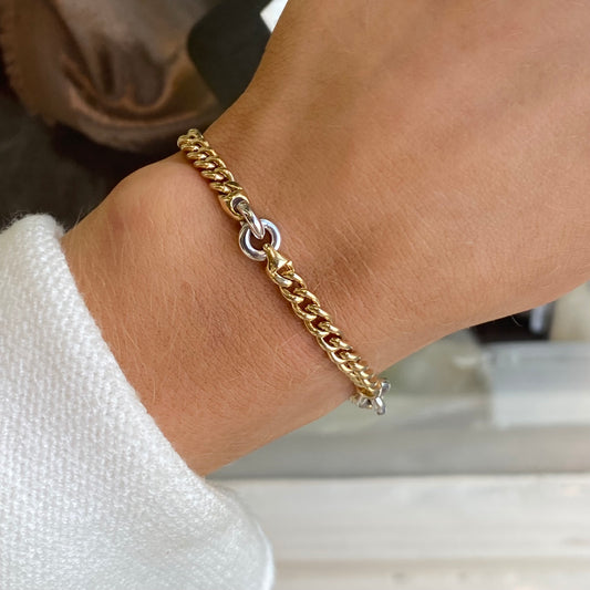 9ct Gold Solid Two Tone Bracelet