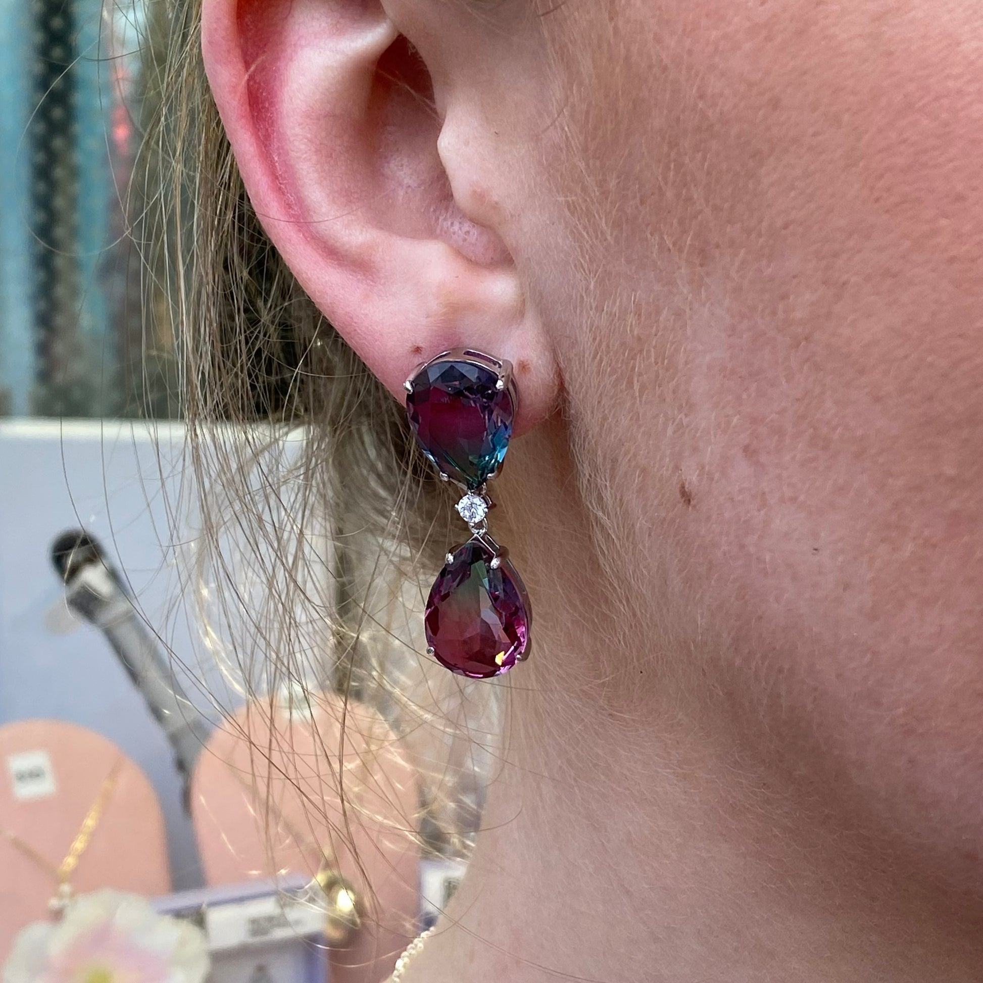 Silver Mystic Pear Drop Earrings - John Ross Jewellers