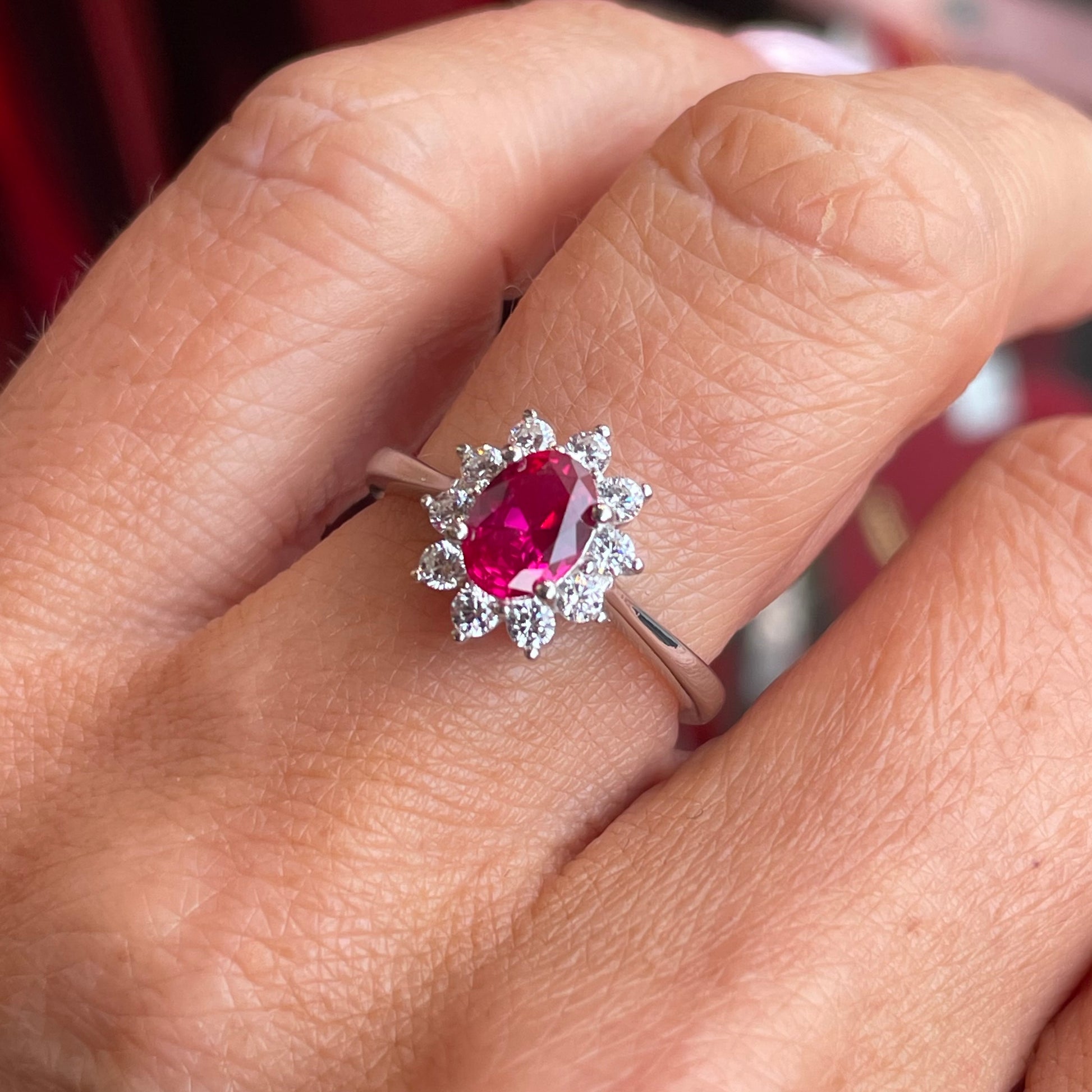 Silver Ruby Red CZ Diana Ring - John Ross Jewellers