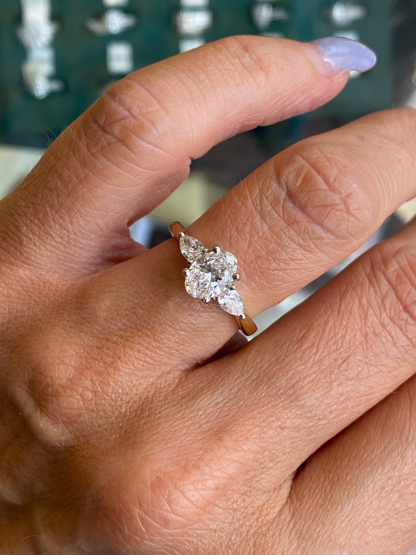 18ct Gold Trilogy Engagement Ring | Certificated Lab 1.37ct