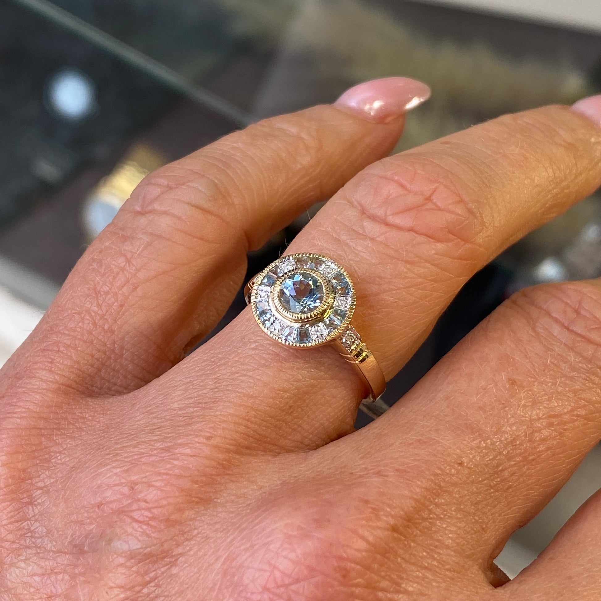 9ct Gold Aquamarine & Diamond Ring - John Ross Jewellers