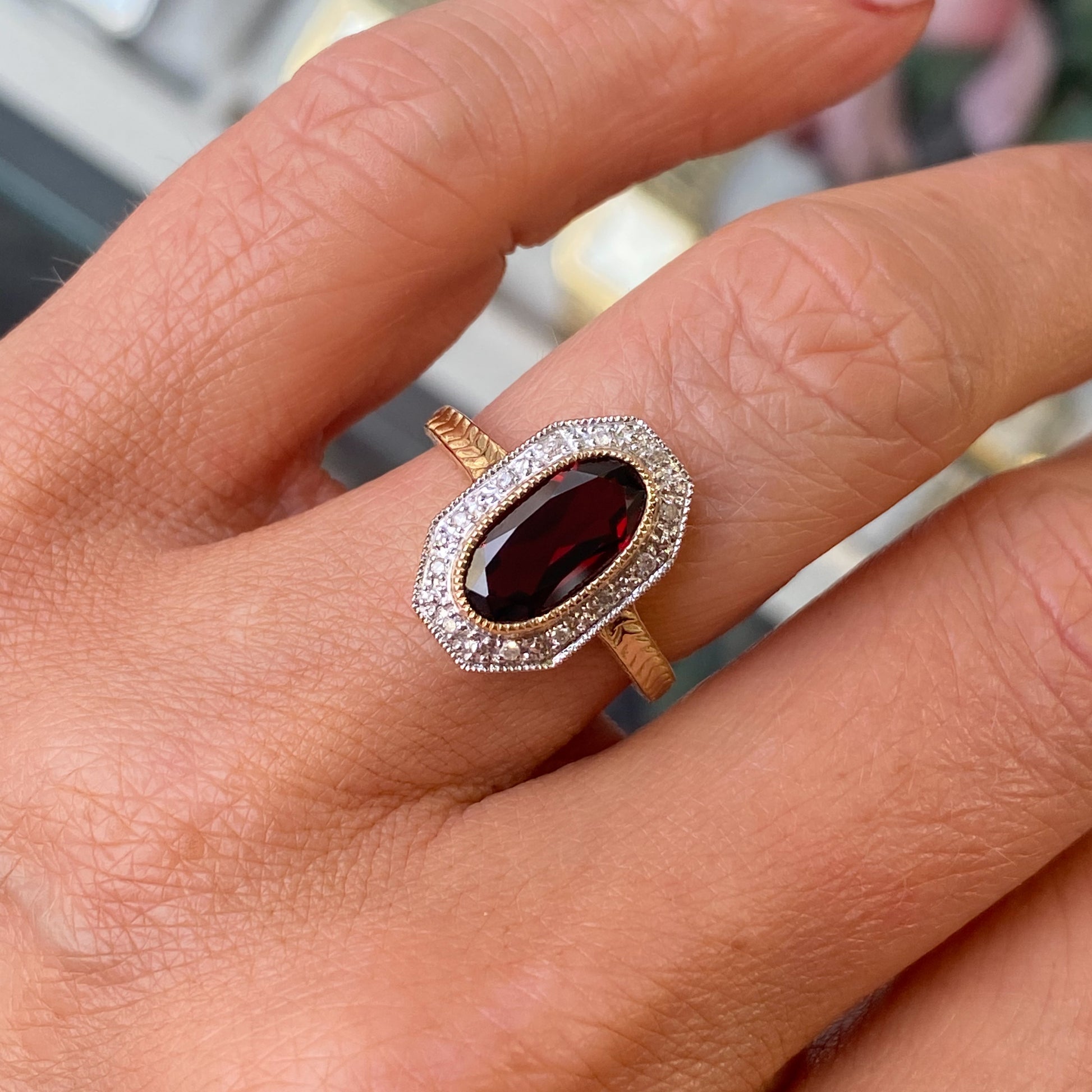 9ct Gold Garnet & Diamond Ring - John Ross Jewellers