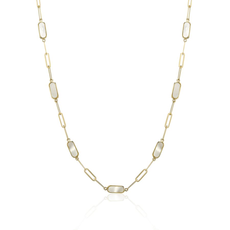 9ct Gold Mother of Pearl Paper Link Necklace - John Ross Jewellers