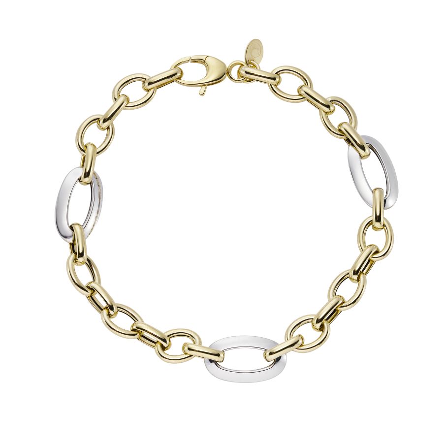 9ct Gold Elongated Oval Link Two Tone Bracelet - John Ross Jewellers