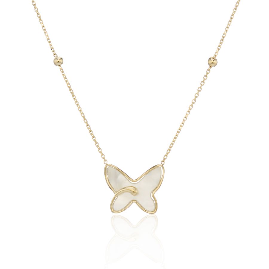 9ct Gold Mother of Pearl Butterfly Necklace - John Ross Jewellers