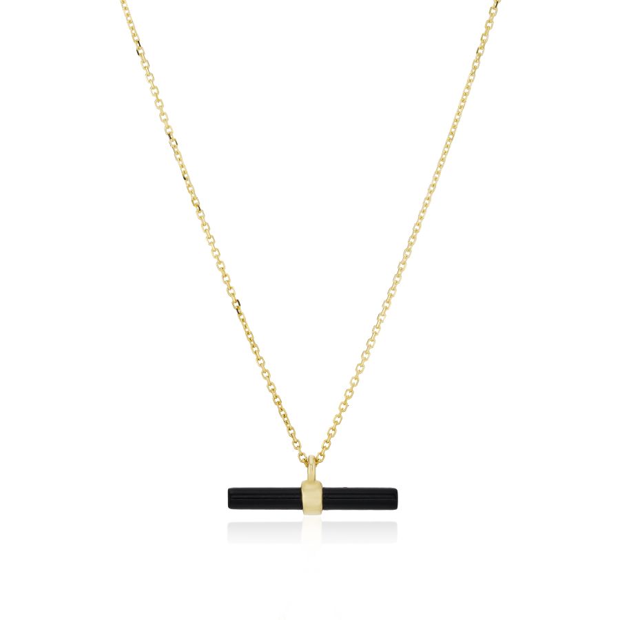 9ct Gold Onyx T-Bar Necklace