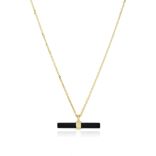 9ct Gold Onyx T-Bar Necklace