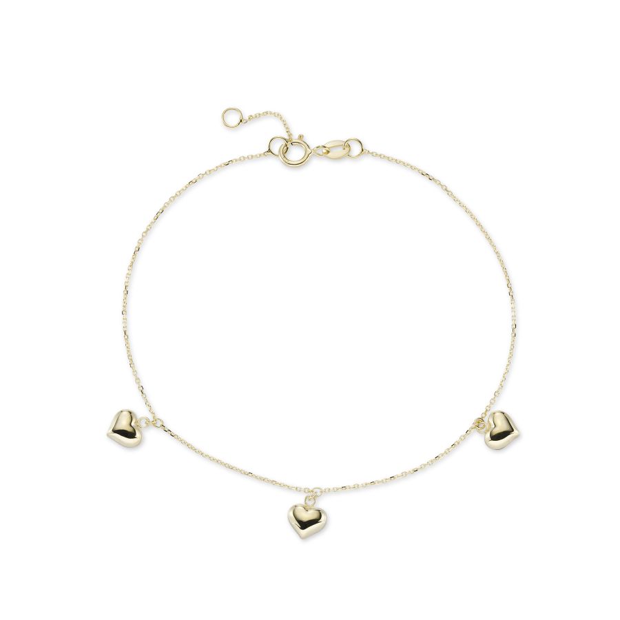 9ct Gold Heart Charm Bracelet