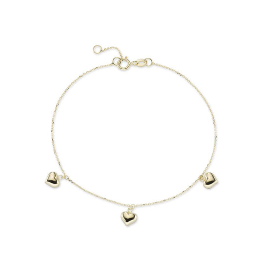 9ct Gold Heart Charm Bracelet