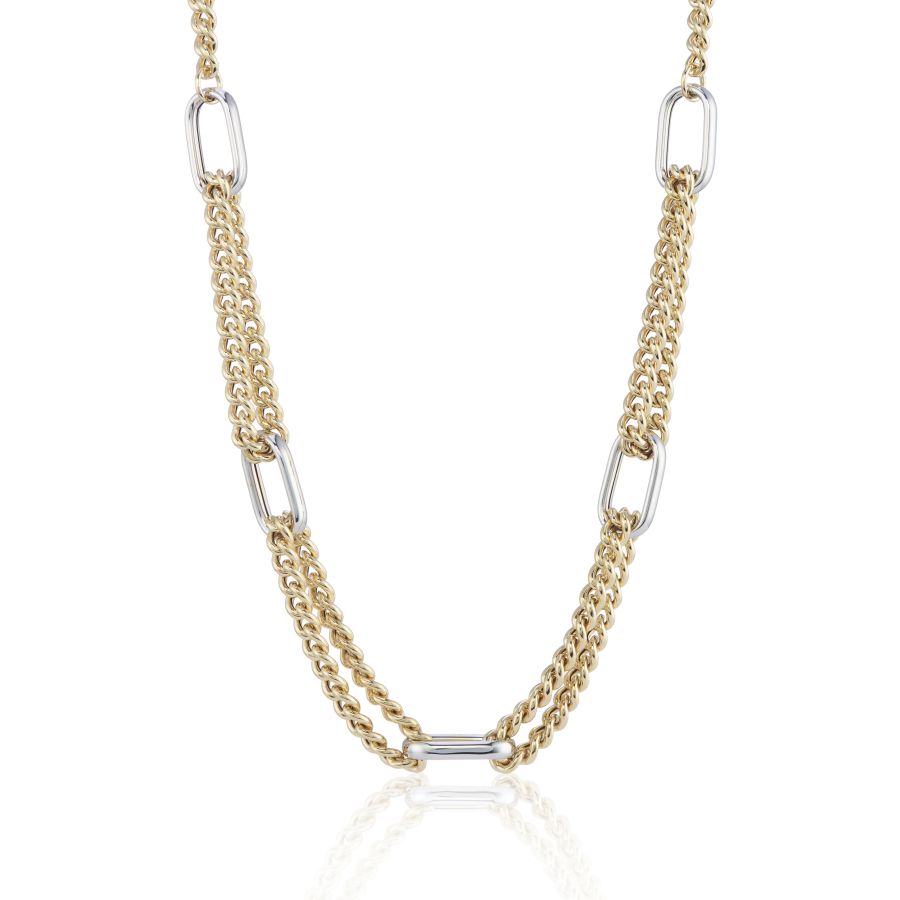9ct gold and two-tone long link necklace by Mark Milton, featuring chunky, stylish chain links for a bold jewelry look.