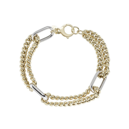 9ct Gold Chunky Long Link Two Tone Bracelet