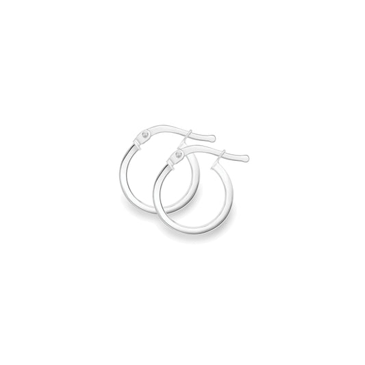 9ct White Gold Classic Skinny Hoop Earrings | 10mm - John Ross Jewellers