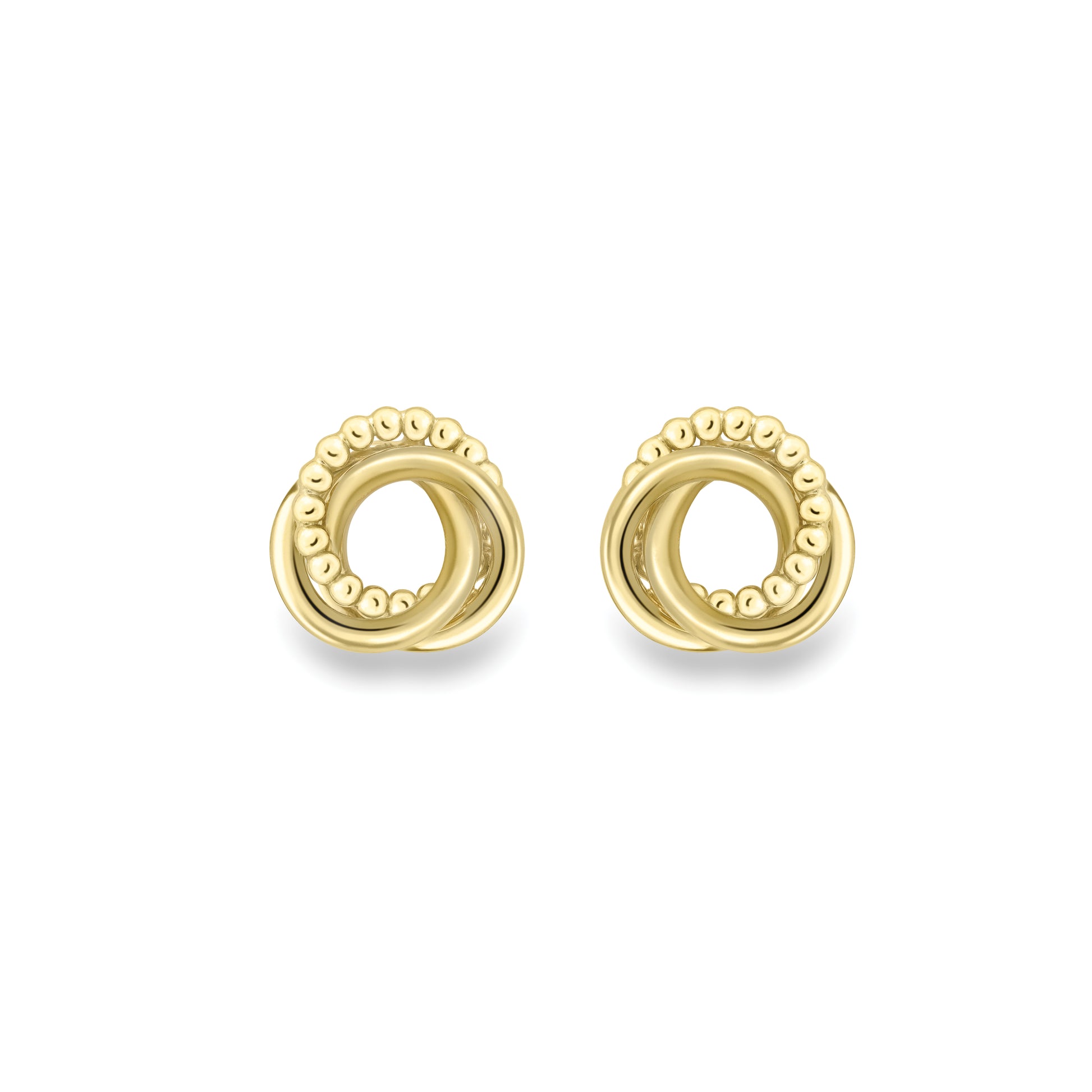 9ct Gold Beaded Knot Stud Earrings - John Ross Jewellers