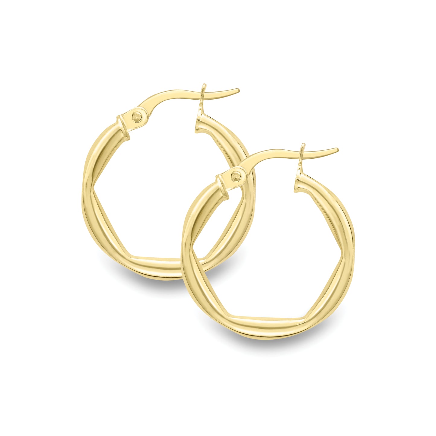 9ct Gold Inner Hexagon Creole Hoop Earrings | 20mm