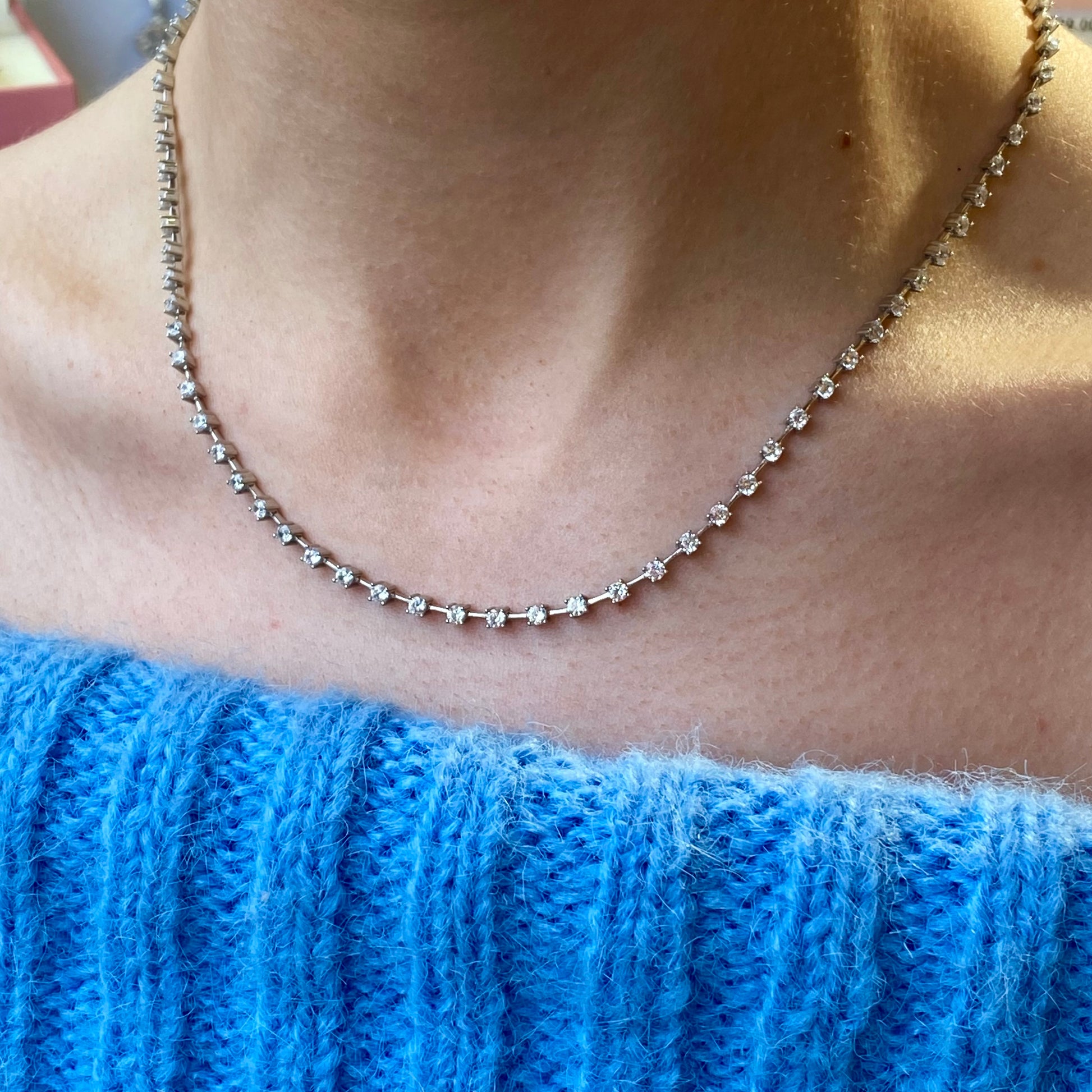 Silver Tennis Necklace | 42+4cm - John Ross Jewellers