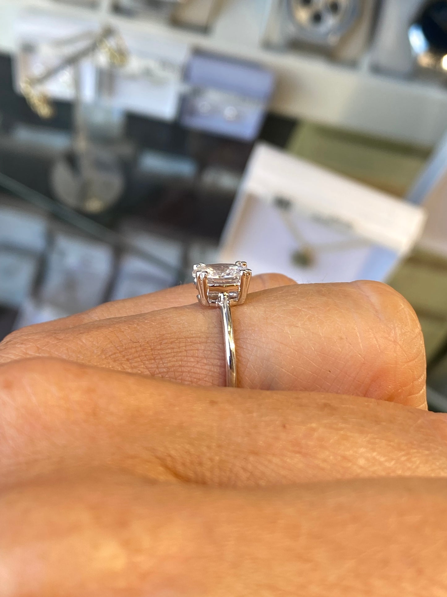 9ct White Gold Oval CZ Solitaire Ring - John Ross Jewellers