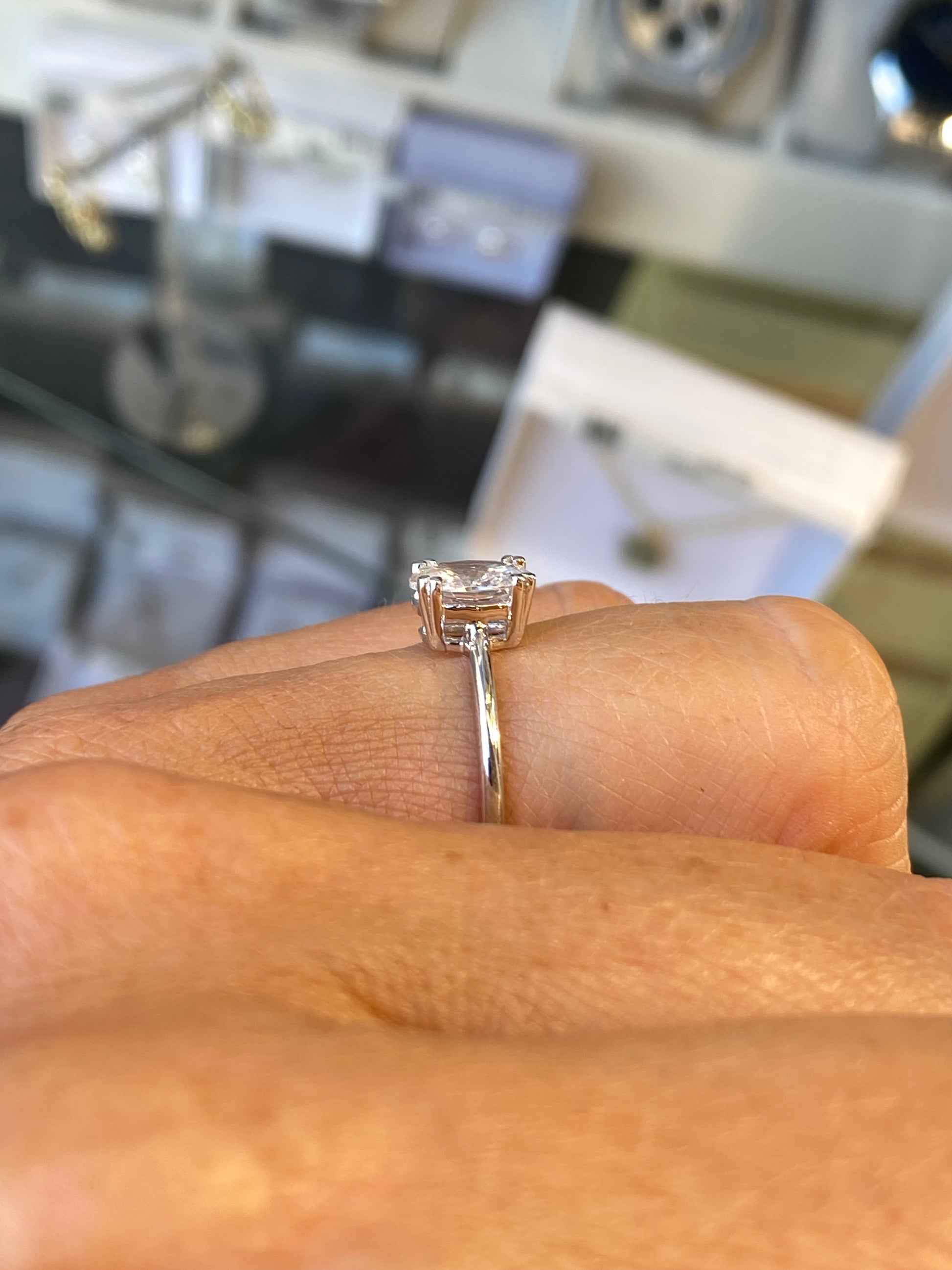 9ct White Gold Oval CZ Solitaire Ring - John Ross Jewellers