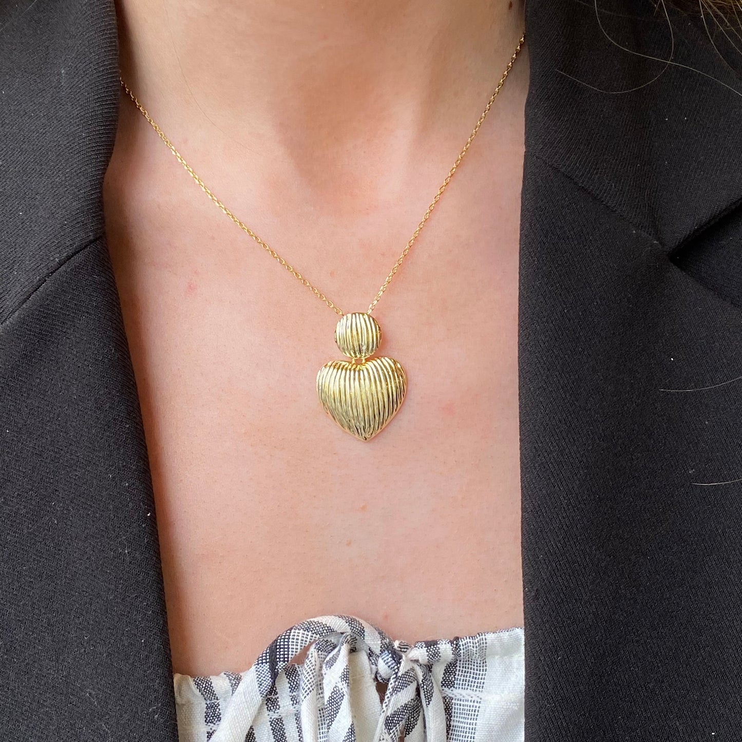 Sunshine Textured Two Hearts Necklace | 40+5cm - John Ross Jewellers