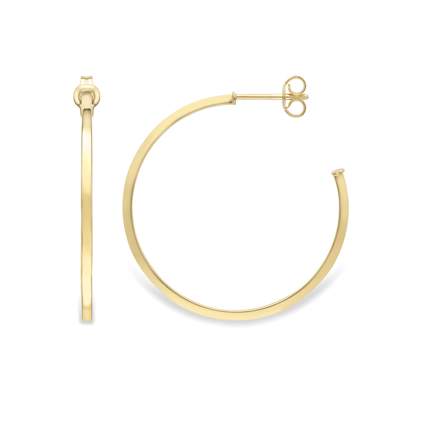 9ct Gold Round Skinny J Hoop Earrings