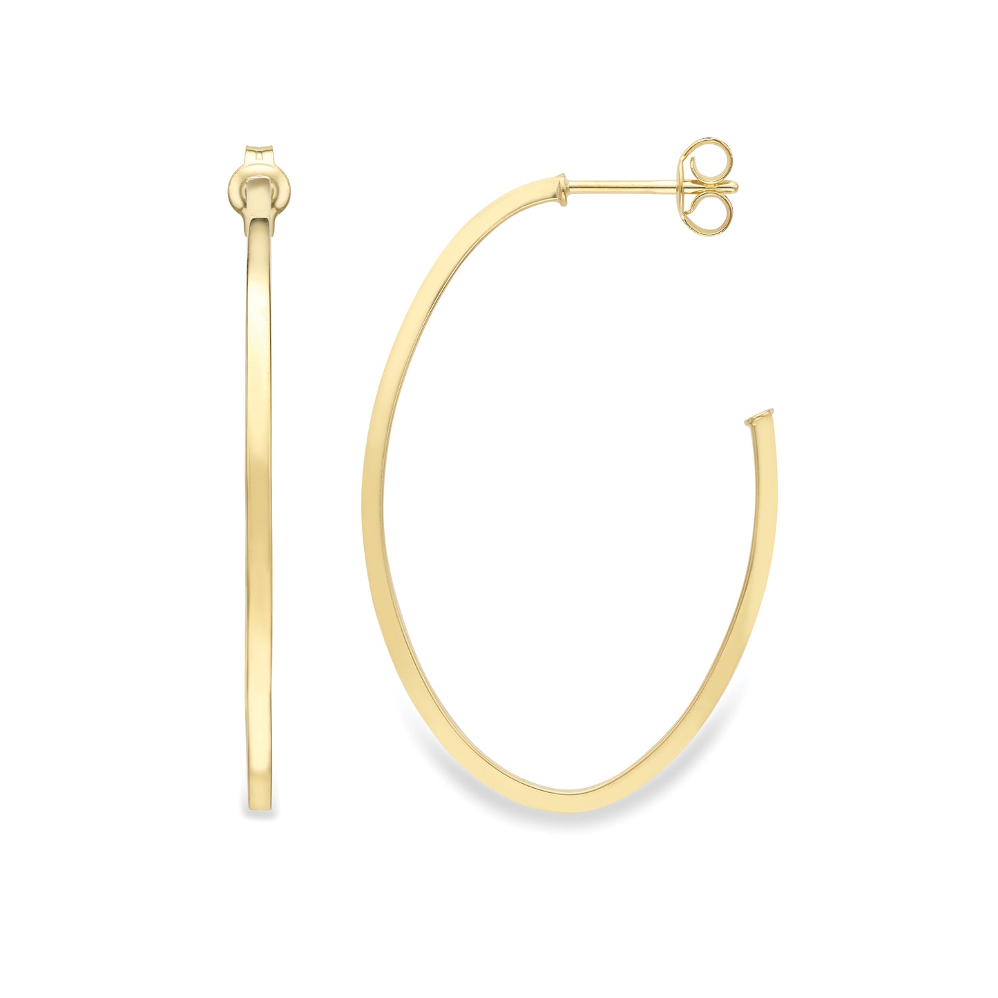 9ct Gold Oval Skinny J Hoop Earrings