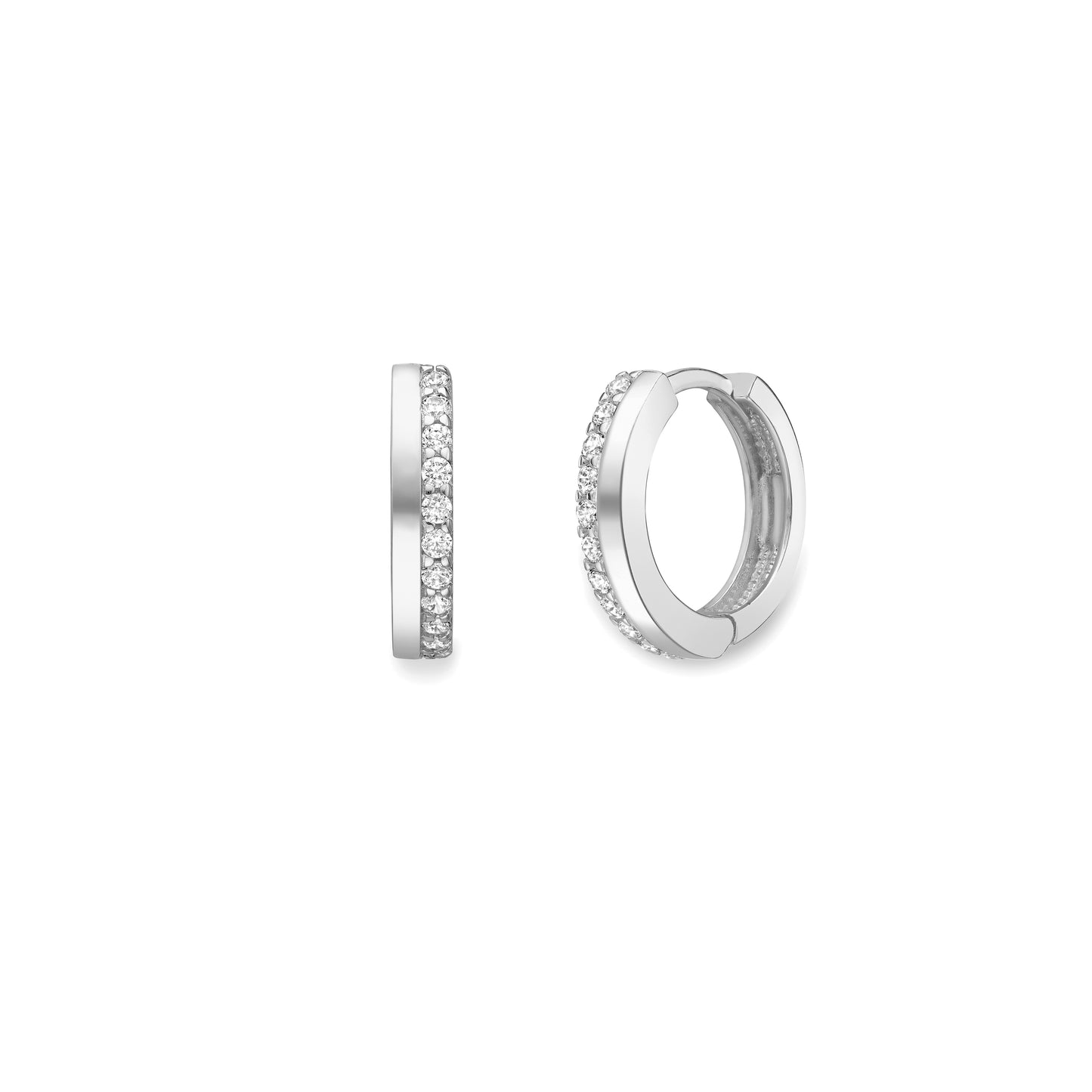 9ct White Gold CZ Hoop Earrings | 13mm - John Ross Jewellers