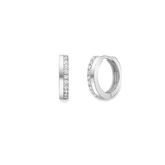 9ct White Gold CZ Hoop Earrings | 13mm - John Ross Jewellers