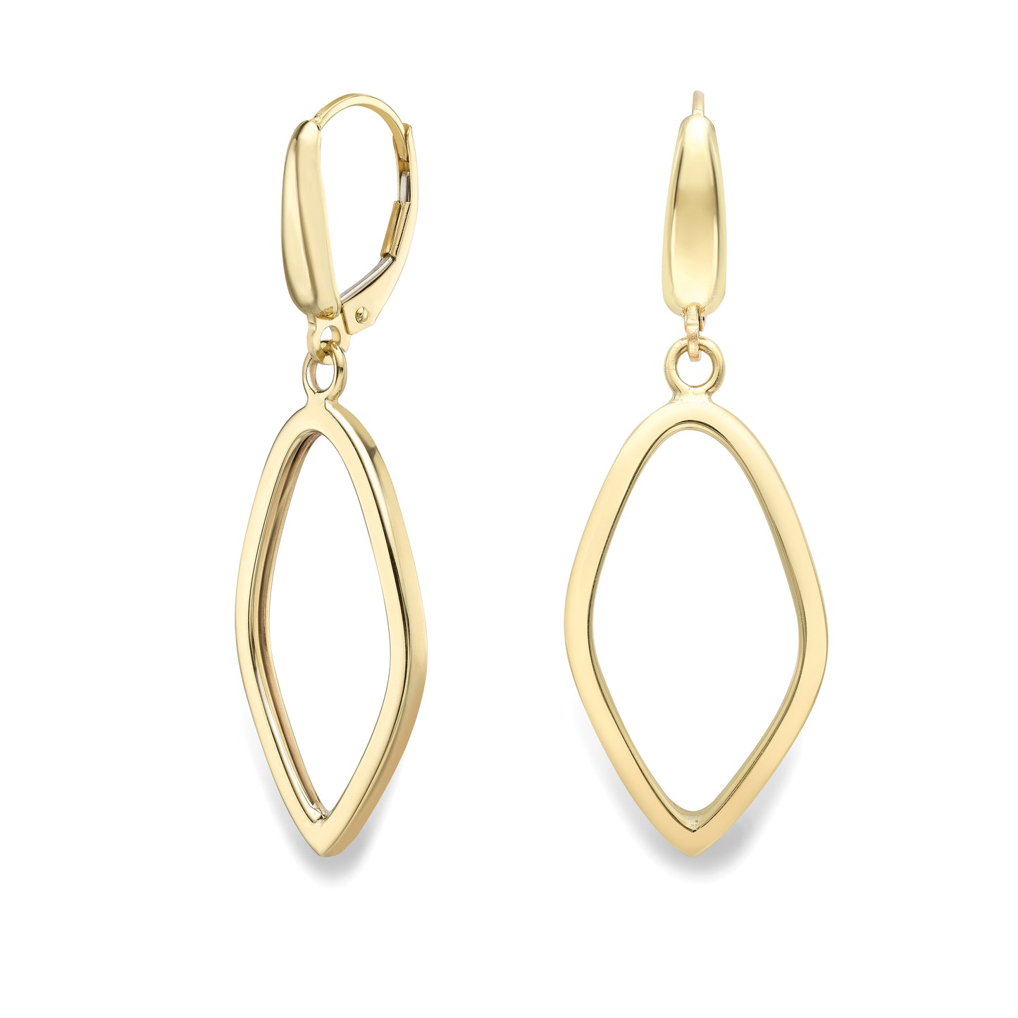 9ct Gold Open Marquise Drop Earrings | German Wires