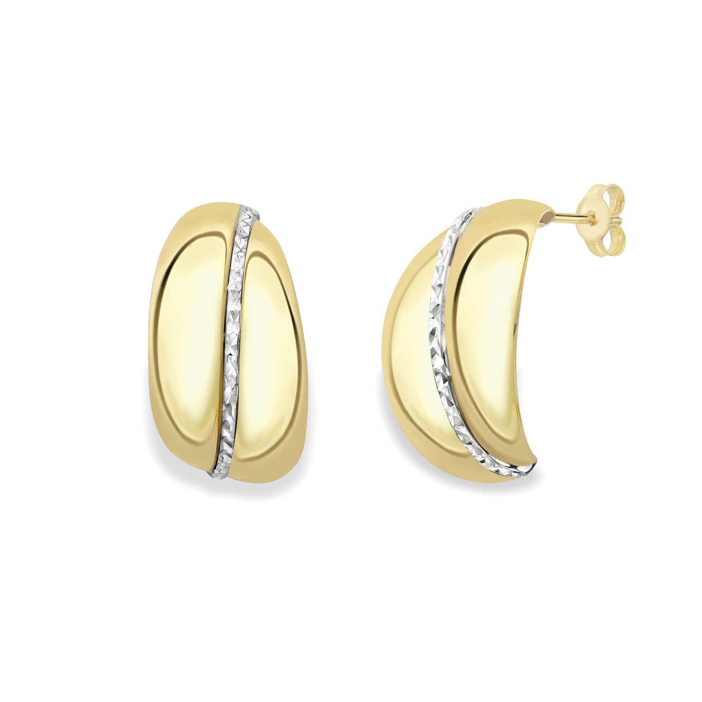 9ct Gold Two Tone Mega J Hoop Earrings