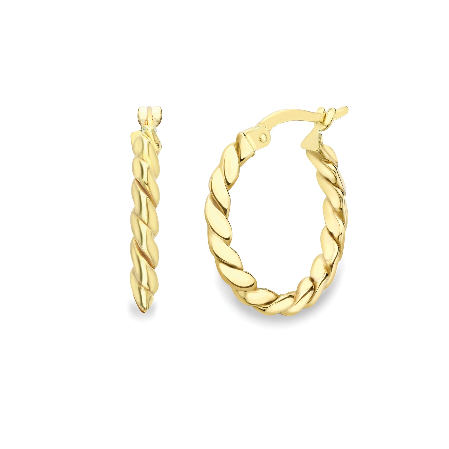 9ct Gold Braided Creole Hoop Earrings | Round