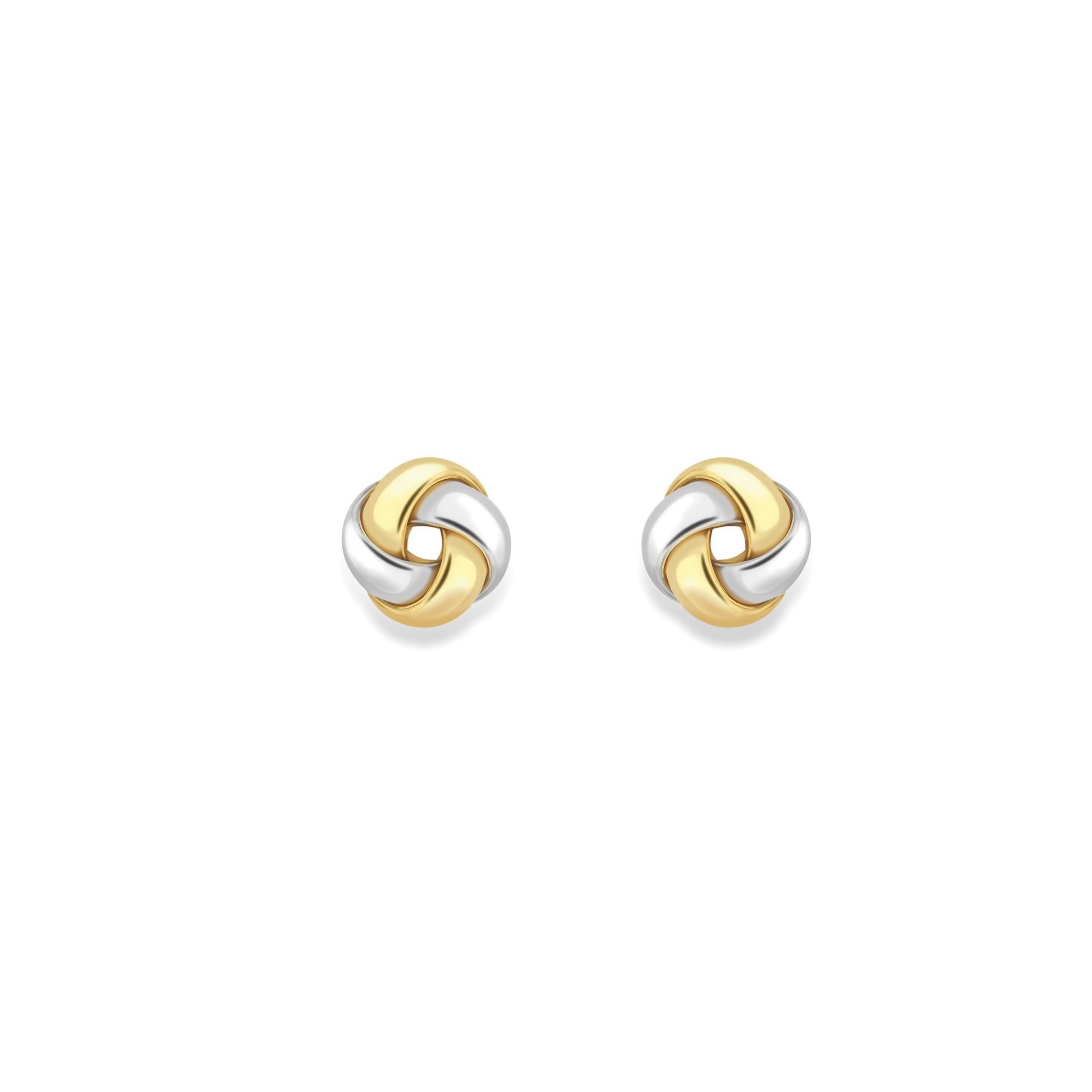 9ct Gold Two Tone Knot Stud Earrings - John Ross Jewellers