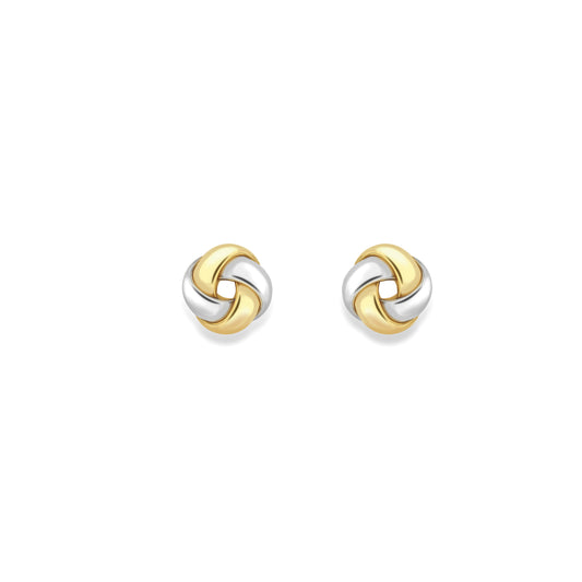 9ct Gold Two Tone Knot Stud Earrings - John Ross Jewellers