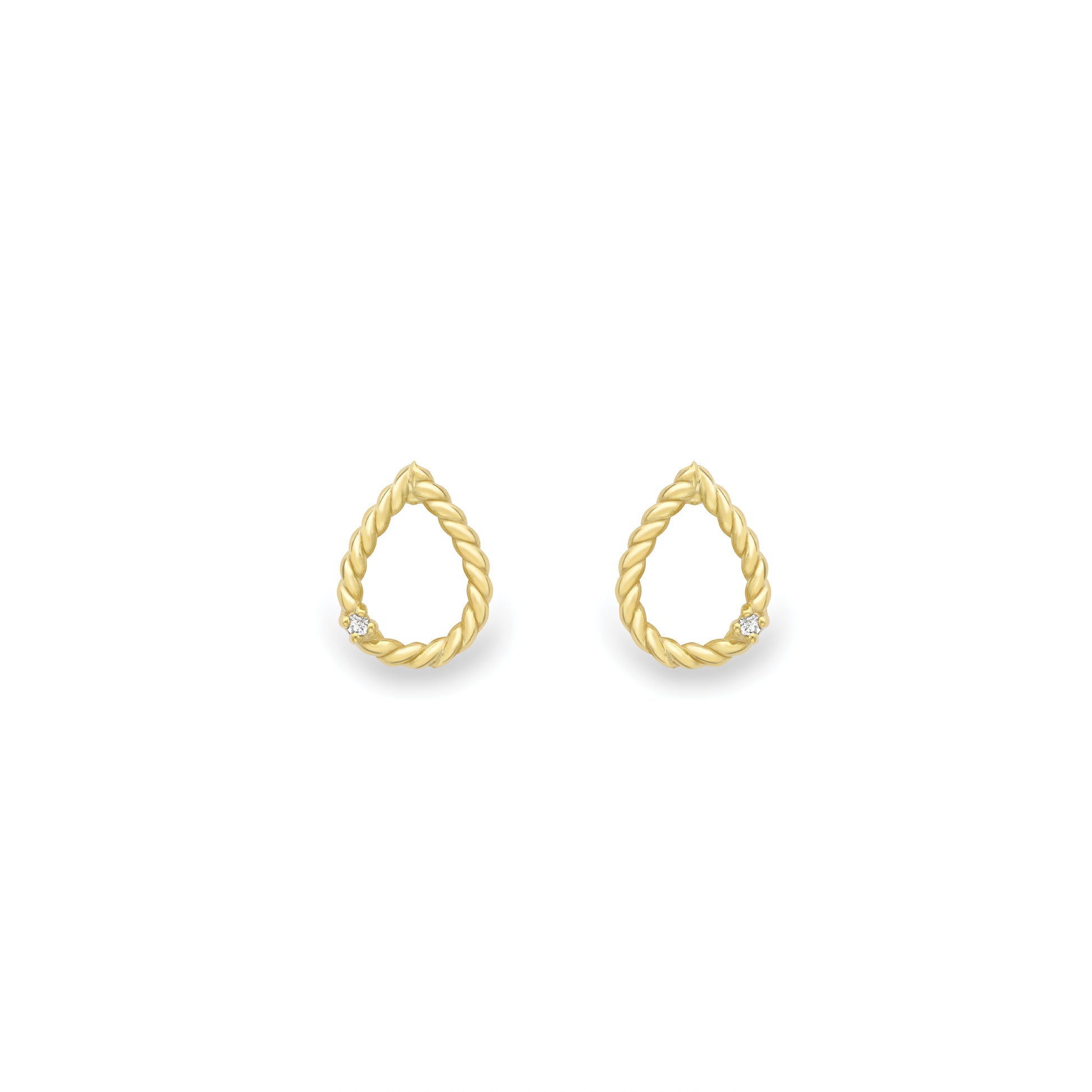 9ct Gold Diamond Set Braided Stud Earrings - John Ross Jewellers