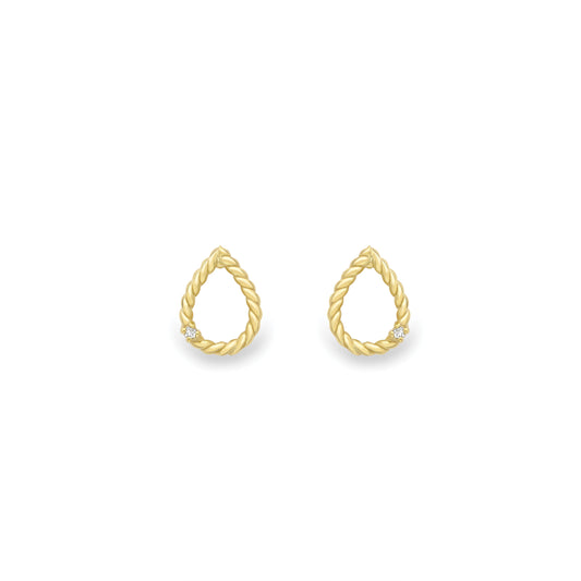 9ct Gold Diamond Set Braided Stud Earrings - John Ross Jewellers